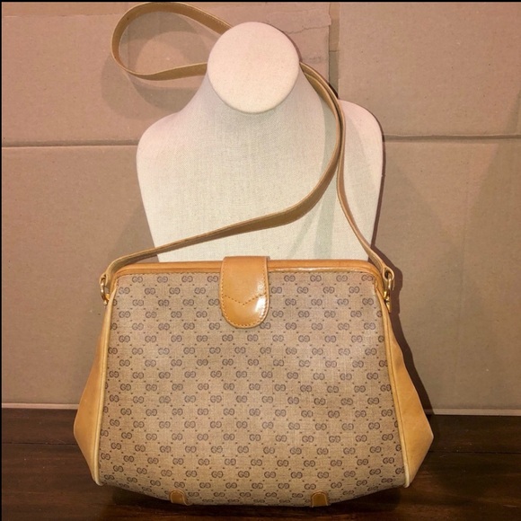 Vintage GUCCI Micro GG 1970’s Clamshell Hinged Shoulder Bag COA DUSTBAG RARE - Picture 6 of 17